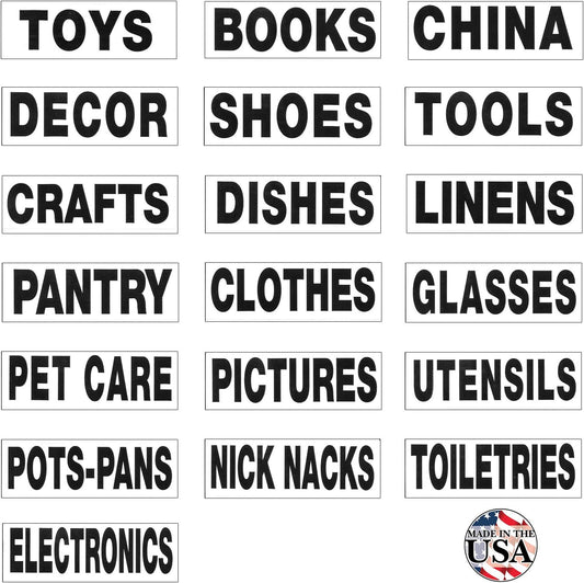 Tag-A-Room Moving Labels Content Pro Pack, 19 Content Labels, 190 Count, 1" x 4" Permanent Color Coding Moving Stickers, Moving Supplies