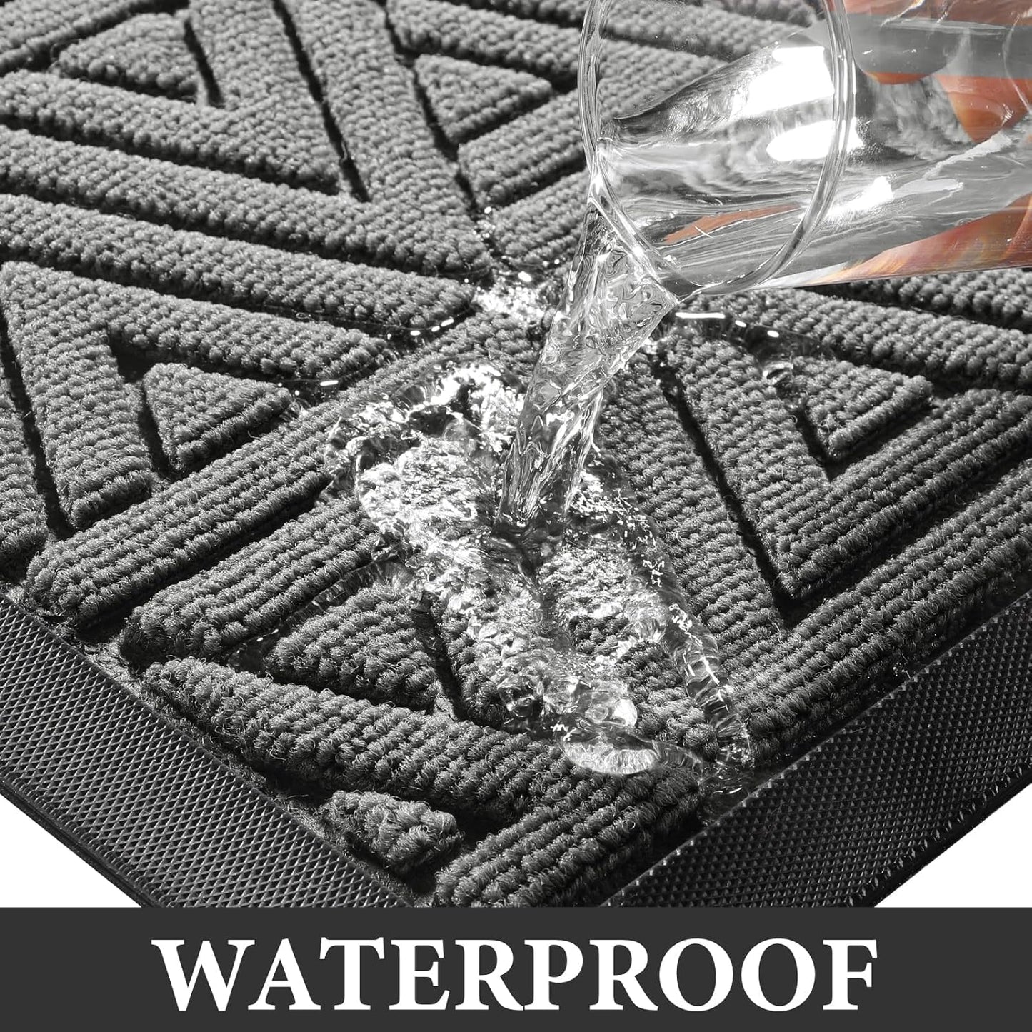 Yimobra Front Door Mat Outside Entrance 29.5x17, Waterproof Heavy Duty Outdoor Mats for Front Door, Non Slip Rubber Entry Mat for Garage Patio Indoor, Grey