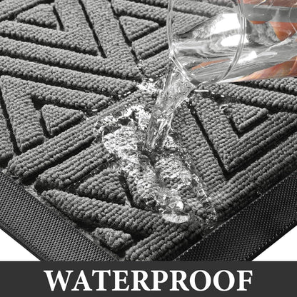 Yimobra Front Door Mat Outside Entrance 29.5x17, Waterproof Heavy Duty Outdoor Mats for Front Door, Non Slip Rubber Entry Mat for Garage Patio Indoor, Grey