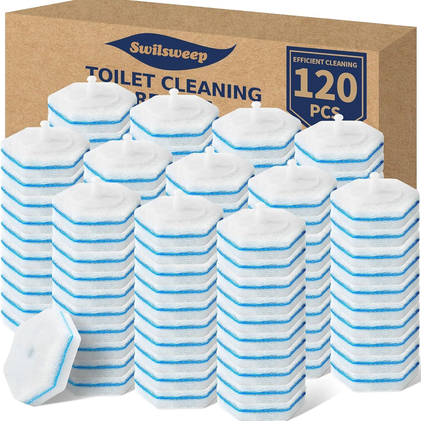 100 Count Toilet Bowl Wand Refills, Disposable Toilet Cleaner Refills, Disposable Wand Heads Compatible with Clorox and the Most Toilet Brushes,unscented