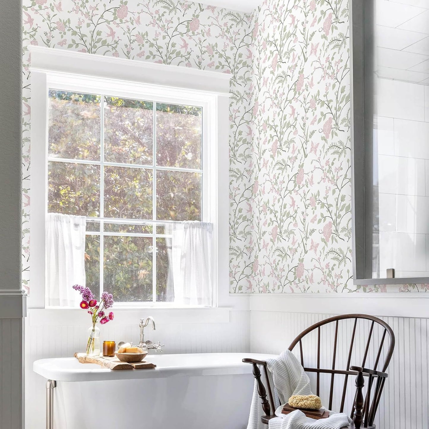 Boho Wallpaper Neutral Peel and Stick Wallpaper 78.7"x17.3" Geometric Wall Paper Beige and White Contact Paper Textured Removable Vinyl Waterproof for Bedroom Farmhouse Kitchen Bathroom