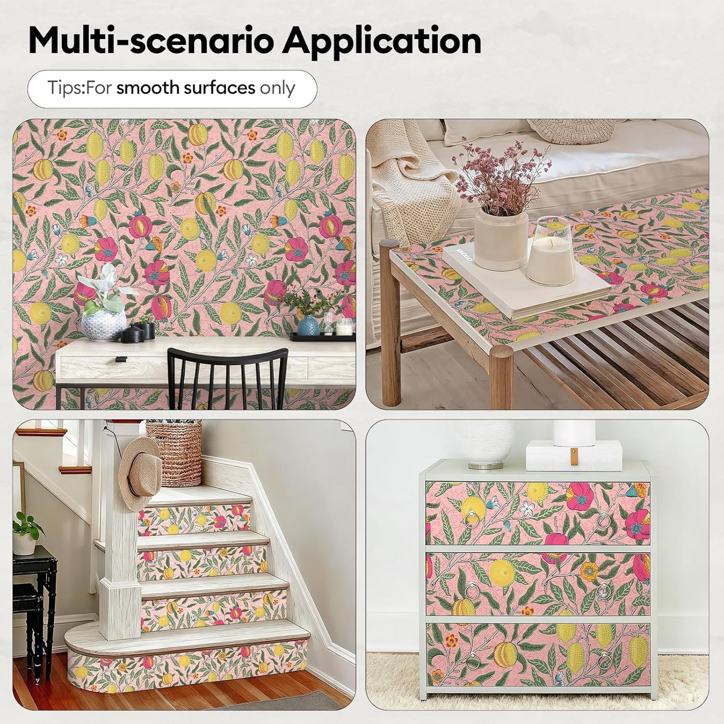 17"x118" Peel and Stick Wallpaper for Renter Friendly, Removable Wallpaper Peel and Stick, Self-Adhesive Textured Contact Paper for Walls, Cabinets, Countertops(Morning Song of Flowers)