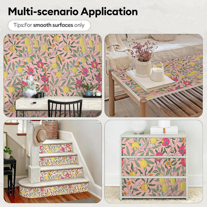 17"x118" Peel and Stick Wallpaper for Renter Friendly, Removable Wallpaper Peel and Stick, Self-Adhesive Textured Contact Paper for Walls, Cabinets, Countertops(Morning Song of Flowers)