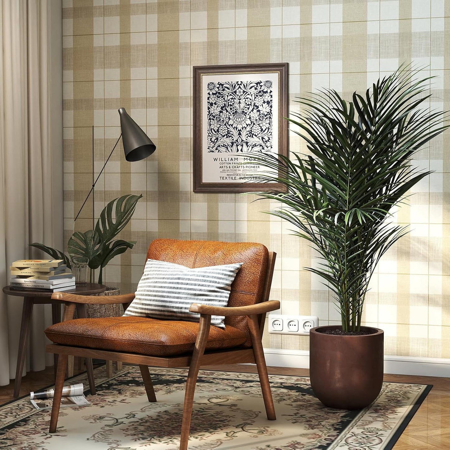 Modern Peel and Stick Wallpaper 17.3" x 78.7" Self Adhesive Wallpaper Textured Neutral Stripe Contact Paper Removable Vinyl Wall Paper for Living Room Bedroom Accent Wall Modern Minimalist Wall Decor