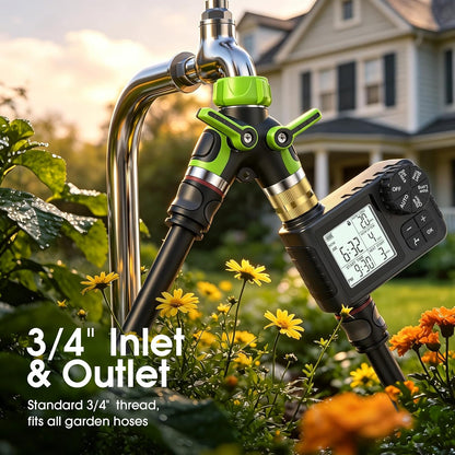 Insoma Hose Splitter 2 Way, Heavy Duty Garden Hose Splitter, 100% Metal Water Hose Connector with Dual Shut Off Valves, 3/4 Inch GHT Spigot Splitters with Extra Long Metal Handle for Outdoor Faucet