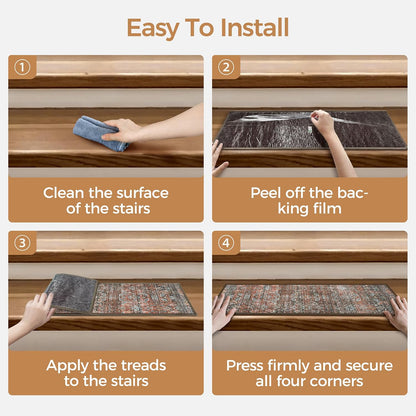 sarben Non Slip Stair Treads for Wooden Steps 15PCS - 8"x30" Indoor Safety Carpet, Edging Mats with TPE Adhesive Backing, Pet and Elderly Friendly Stair Rugs (Taupe) - Colors B