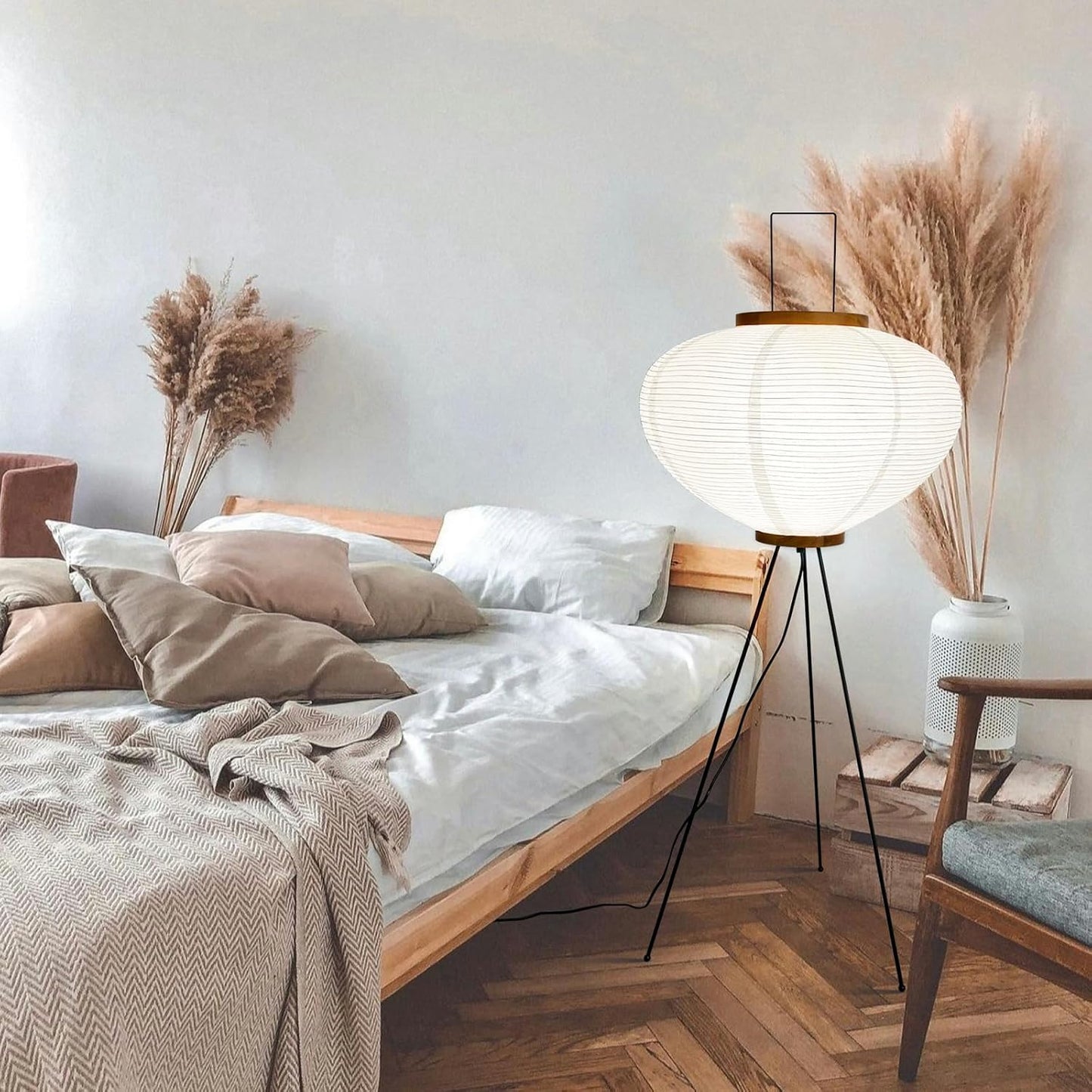 Noguchi Style Akari Floor Lamp, Rice Paper Lantern for Establishing A Warm and Cozy Ambiance in Any Room (Cloud), Japanses Floor Lamp