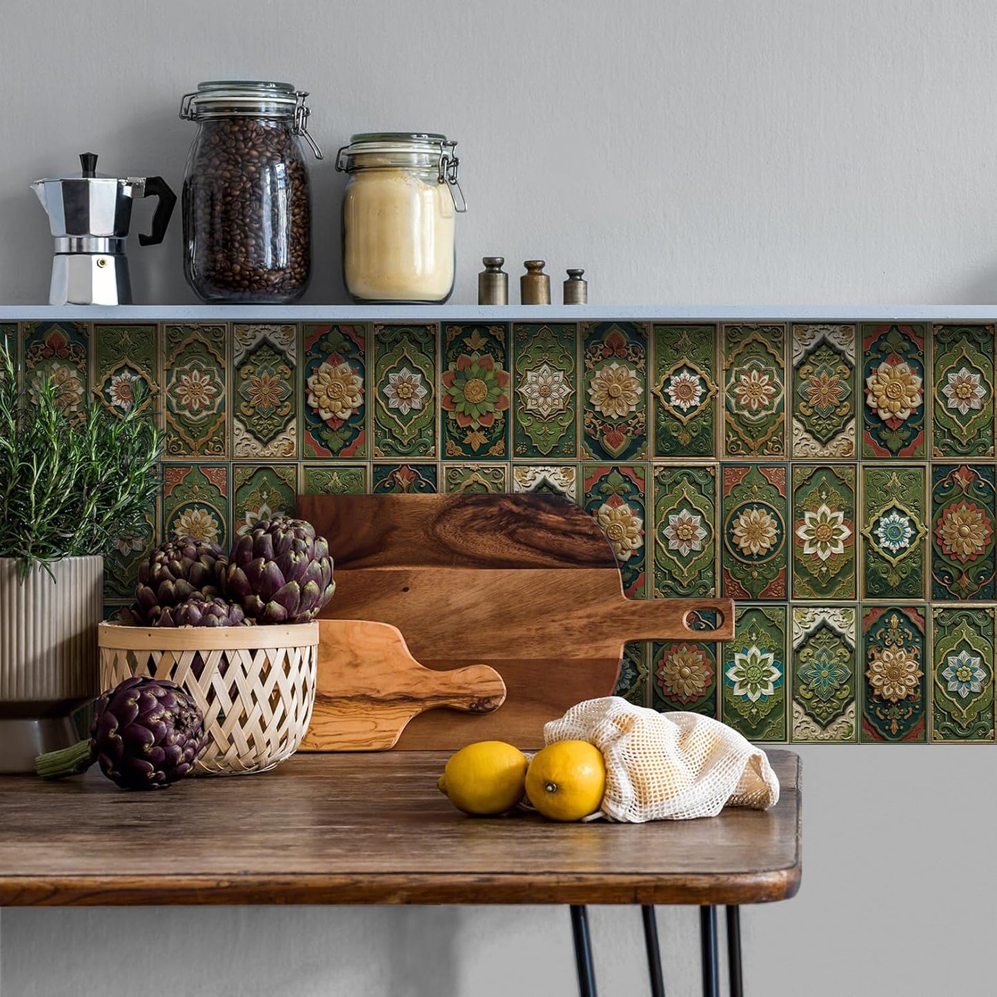 VICCI 32Pcs Tile Decals - Peel and Stick Kitchen Backsplash - Decorative Wall Tiles Stickers 8" x 4" Self-Adhesive Waterproof Removable for Bathroom Cabinets Home DIY Projects Decor