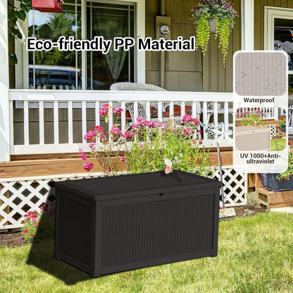 DRATO 180 Gallon Outdoor Storage Box, Large Waterproof Deck Box, Lockable Resin Storage Container with Reinforced Support for Patio Cushions, Garden Tools, UV-Resistant Outdoor Chest（Black，180 Gallon）