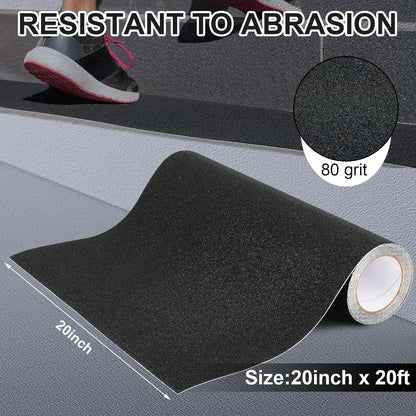 Watersay 8 Inch x 20 ft Anti Slip Traction Tape Waterproof Clear Non Skid Tape Durable Grip and Friction Stair Non Slip Strips Abrasive Adhesive for Stairs Steps Ramp Outdoor Indoor