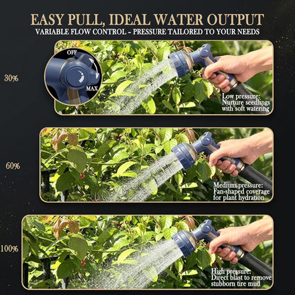 Garden Hose Nozzle Heavy Duty Metal Water Hose Sprayer | Heavy Duty Metal Spray Nozzle With Thumb Control. Japanese-style Design & 8 Spray Patterns For Different Blooming Seasons