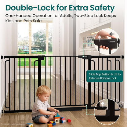 Cumbor 30-46" Baby Gate for Stairs, Mom's Choice Awards Winner-Auto Close Dog Gate for The House, Gifts for Mom, Easy Install Pressure Mounted Pet Gates for Doorways, Black