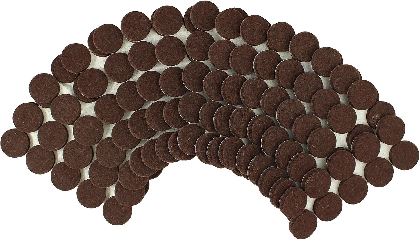Smart Surface 8827 Heavy Duty Self Adhesive Furniture Felt Pads 1-Inch Round Brown 160-Piece Value Pack in Resealable Bag