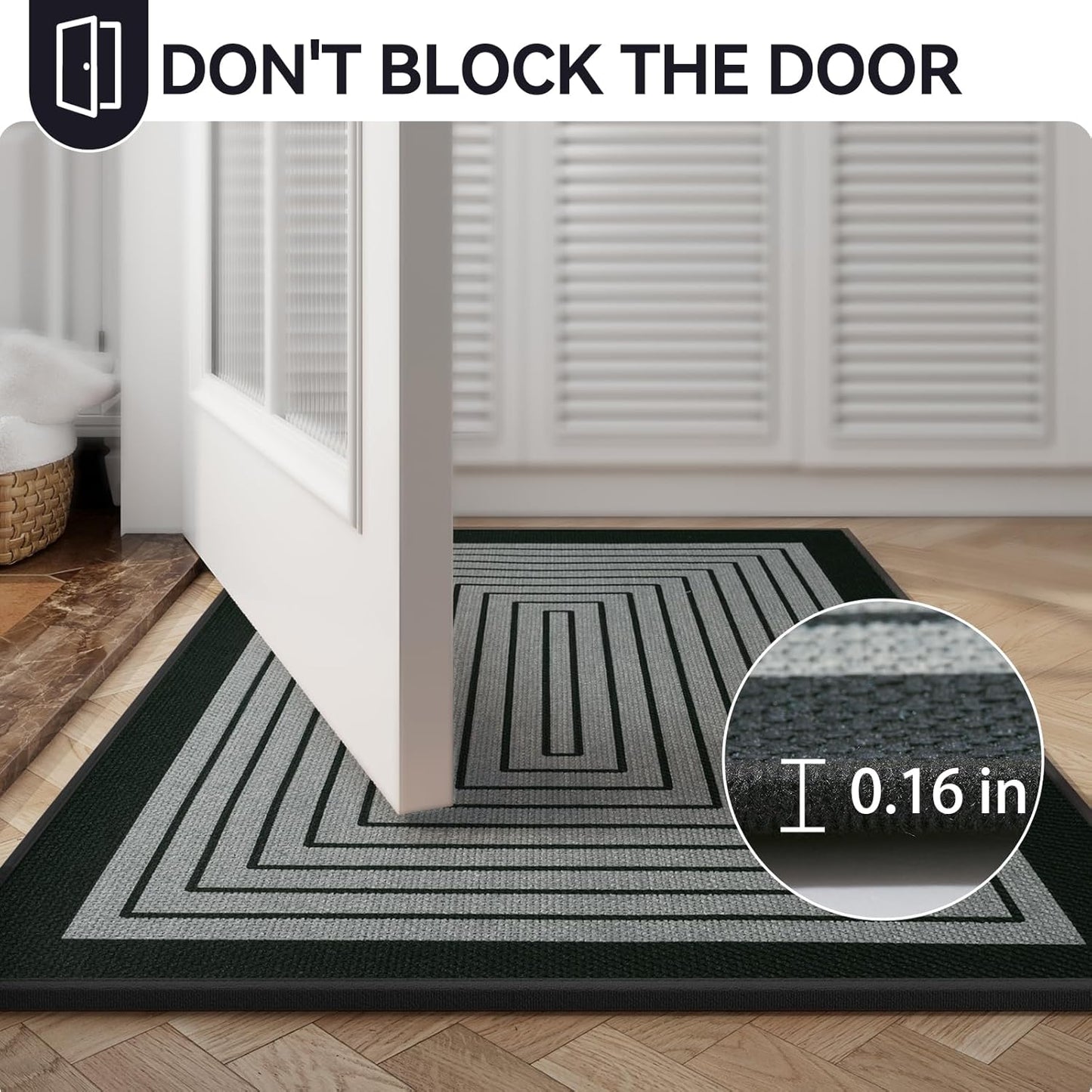 Front Door Mat 17''x30'', Absorbent Dirt Resist Washable Non Slip Low-Profile Indoor Doormat, Easy Clean Welcome Entryway Door Mats, Brown