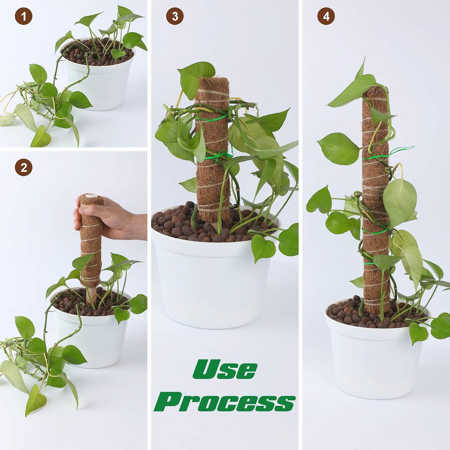 Augshy Moss Pole, 27 Inch Moss Poles - 2Pcs 17 Inch Plant Stakes Moss Sticks for Monstera Indoor Creepers Plant Support Extension Climbing Plants
