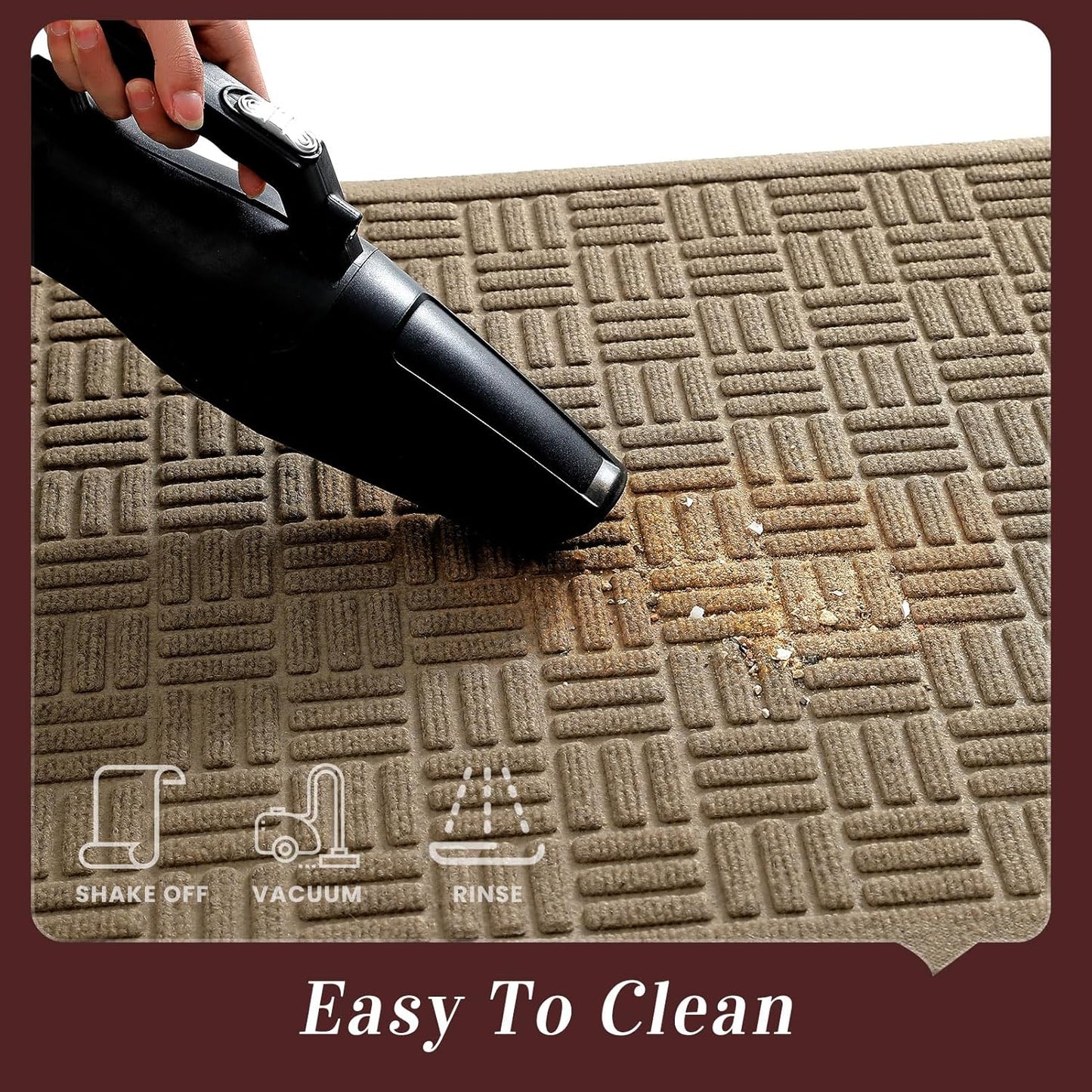 Mibao Front Door Mat, Heavy Duty Durable Welcome Mat for Outdoor Indoor, Dirt Trapper Waterproof Super Absorbent Door Mat for Entryway Outside Patio Porch, 29.5" x 17", Grey