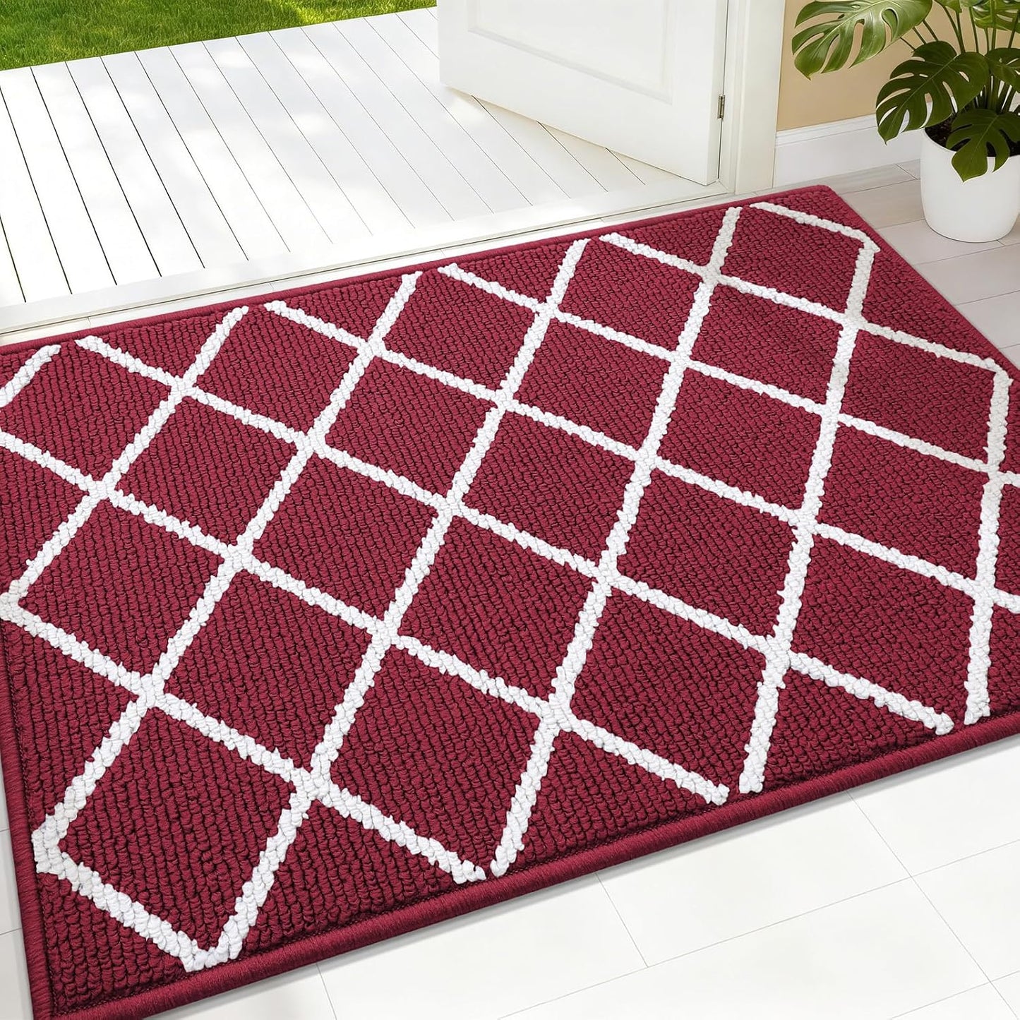 Finchitty Indoor Door Mat, Dirt Resistant and Absorbent, Low-Profile, Non-Slip, Washable Inside Floor Mats for Front Door, Back, and Entrance, 32" x 20", Grey