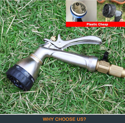 ESOW Garden Hose Nozzle 100% Heavy Duty Metal, Water Hose Sprayer with 7 Watering Patterns, Rear Trigger Design, High Pressure Nozzle Sprayer for Watering Plants, Car and Pet Washing