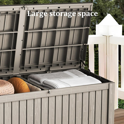 320 Gallon Outdoor Storage Box, Extra Large Waterproof Resin Deck Box with Lockable Lid Storage Bin for Patio Furniture Cushion, Garden Tools, Pool Accessories, UV-Resistant Outside, Black