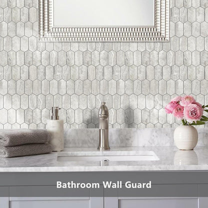 Vamos Tile Long Hexagon Peel and Stick Backsplash Tile - 10 Sheets Stick on Backsplash for Kitchen and Bathroom 12.4 x 12 Inch Glossy Wood Grain PVC Self Adhesive Mosaic Wall Tiles