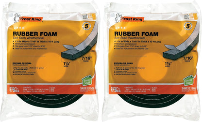 Frost King R338H Self-Stick Rubber Foam Weatherseal, 3/8"W, 3/16"T, Black|Blacks