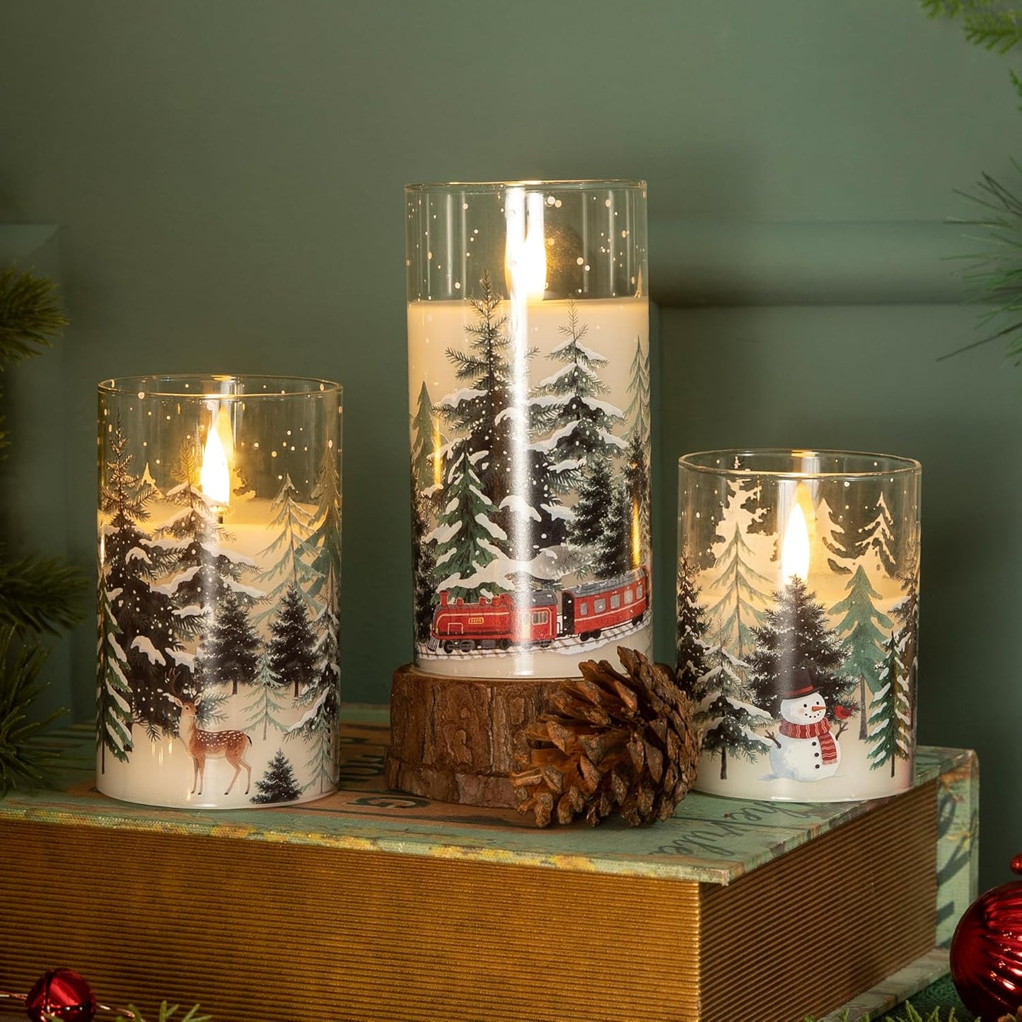 LUSHARBOR Flameless Candles with Remote, 3 Pack Battery Operated Candles Flickering Real Wax LED Fake Pillar Candles with Timer for Wedding Home Party, White