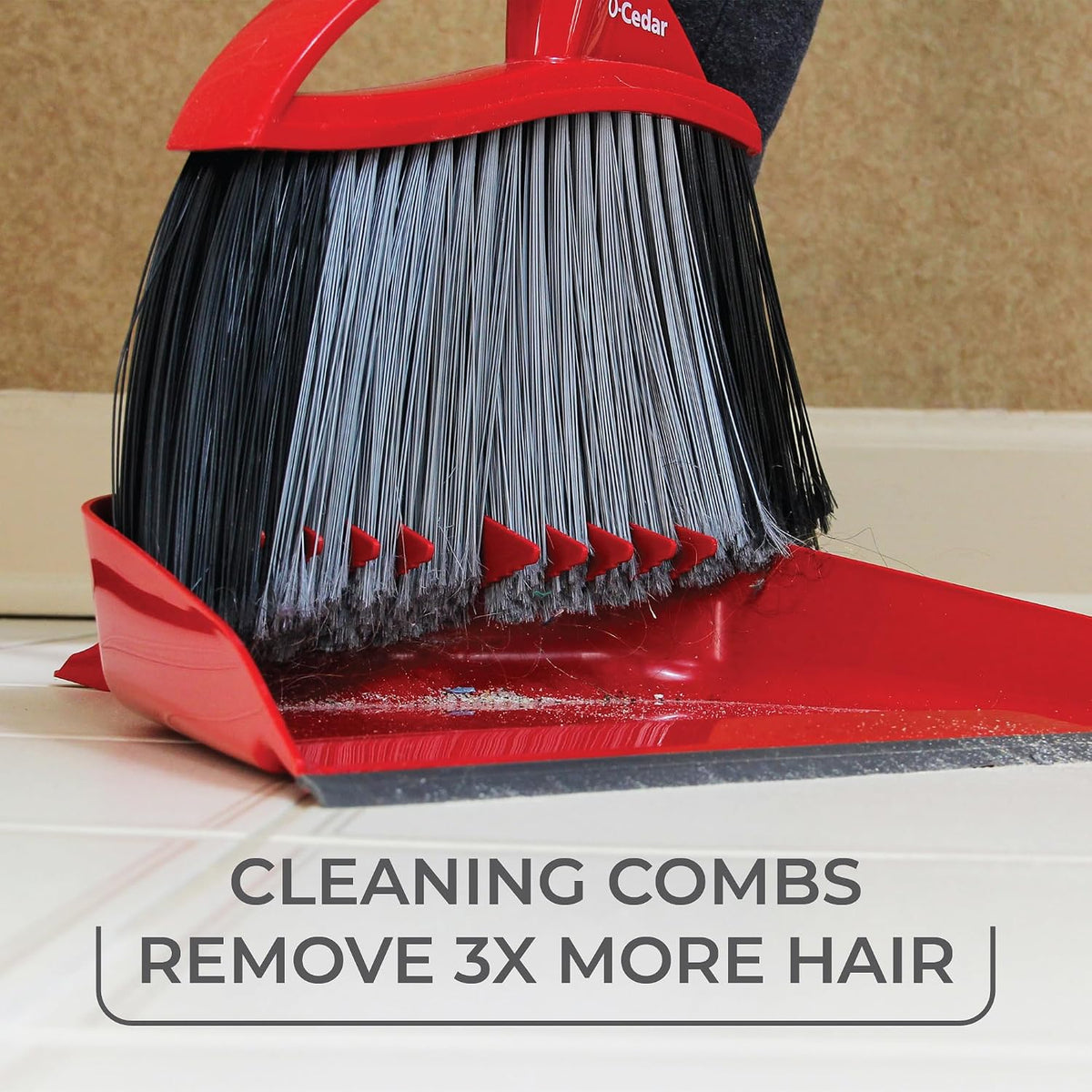 O-Cedar Strong Sweep Broom and Dustpan Set with Detail Brush | Indoor Outdoor Heavy Duty Stiff Bristle Broom | Step-On Dust Pan