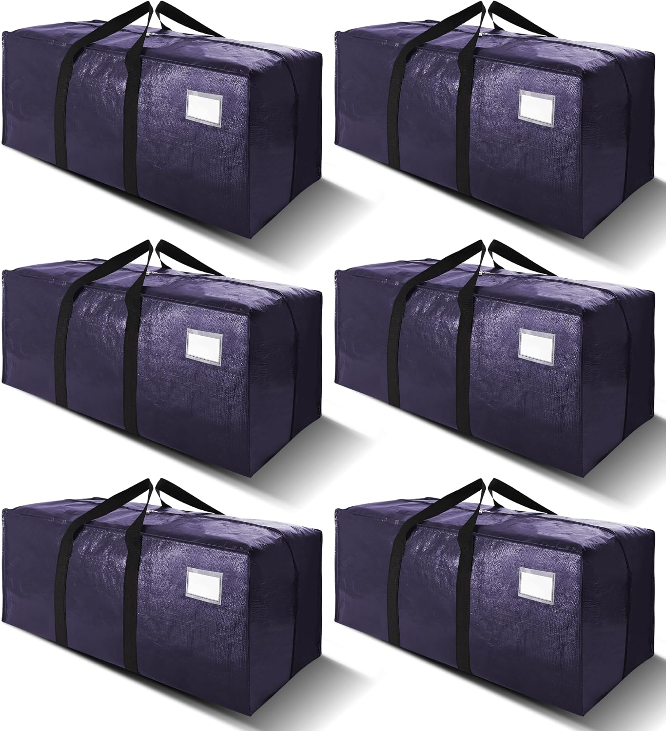 VELVETSURE Heavy Duty Extra Large Moving Bags W/Backpack Straps - Strong Handles & Zippers, Storage Totes For Space Saving, Fold Flat, Alternative to Box and Bin (Set of 6, Multicolor)