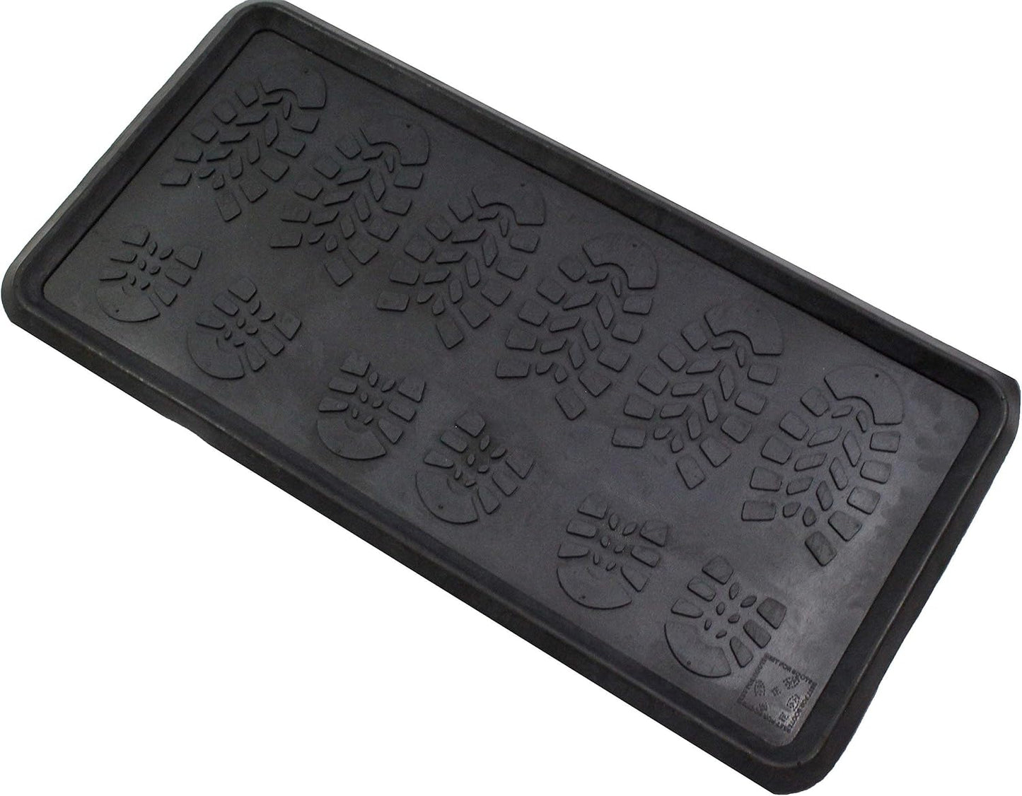 Envelor Rubber Boot Tray for Entryway Indoor Shoe Trays for Mudroom Wet Shoe Mat Tray Multiuse Rubber Water Tray Mud Mat Winter Boot Mat Large Utility Tray, Footsteps, 32 x 16 Inch, 2 Pack