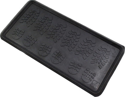 Envelor Rubber Boot Tray for Entryway Indoor Shoe Trays for Mudroom Wet Shoe Mat Tray Multiuse Rubber Water Tray Mud Mat Winter Boot Mat Large Utility Tray, Footsteps, 32 x 16 Inch, 2 Pack
