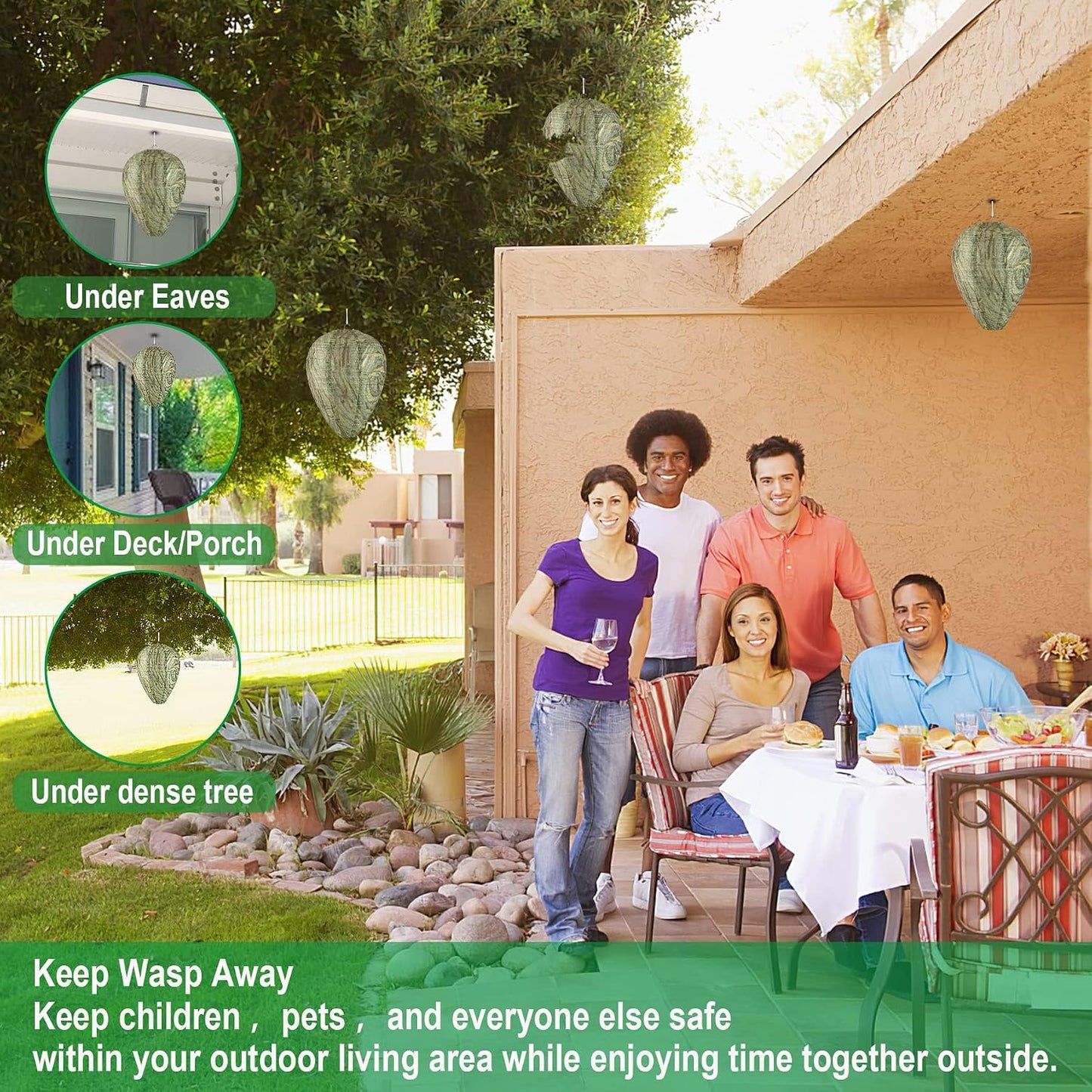 DECYOOL 8 Pack Paper Wasp Nest Decoy Hanging Wasp Deterrent for Wasps Hornets Yellow Jackets