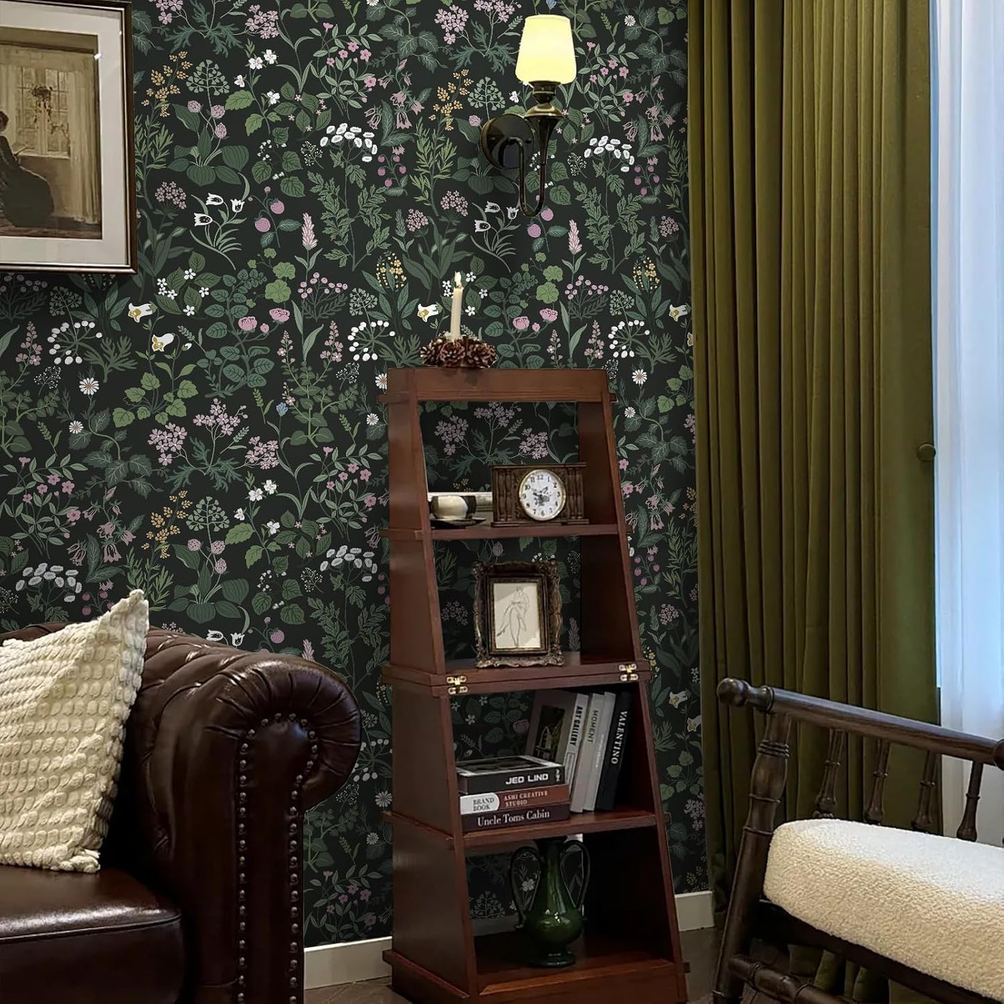 Dimoon 17.3" X 78.7" Peel and Stick Wallpaper Floral Contact Paper Boho Beige White Renter Friendly Natural Wall Paper Waterproof Removable Self Adhesive Wallpaper for Bedroom Livingroom Vinyl Roll