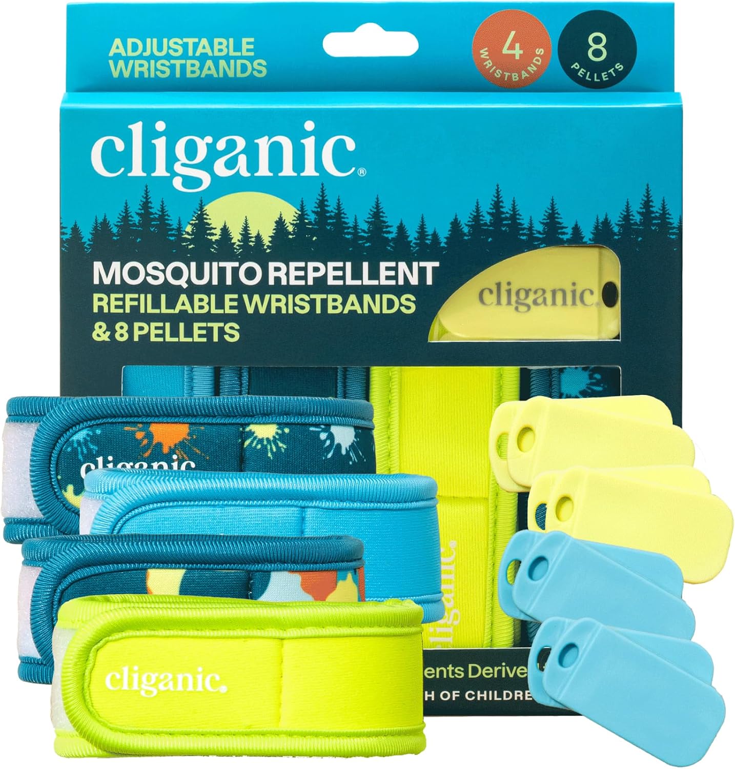 Cliganic Mosquito Repellent Pack (1 Clip + 2 Refill Pellets) - Natural DEET-Free, Essential Oil Infused