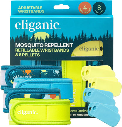 Cliganic Mosquito Repellent Pack (1 Clip + 2 Refill Pellets) - Natural DEET-Free, Essential Oil Infused