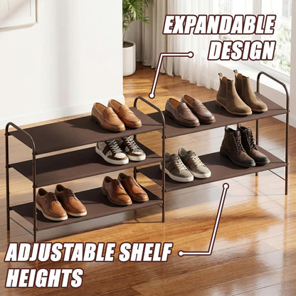 Simple Houseware 3-Tier Shoe Rack Storage Organizer, Grey – Space-Saving Shoe Shelf, Holds 9–16 Pairs, Sturdy Metal Frame, Easy Assembly – Closet, Entryway, Bedroom Shoe Storage Solution