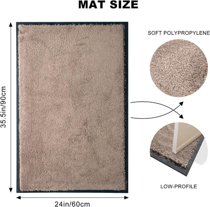 Mibao Front Door Mat, Dirt Trapper Welcome Mat for Outdoor Indoor, Non-Slip Waterproof Doormat, Durable Machine Washable Low Profile Entry Rug for Back Door Outside Patio Porch, 29.5" x 17", Grey