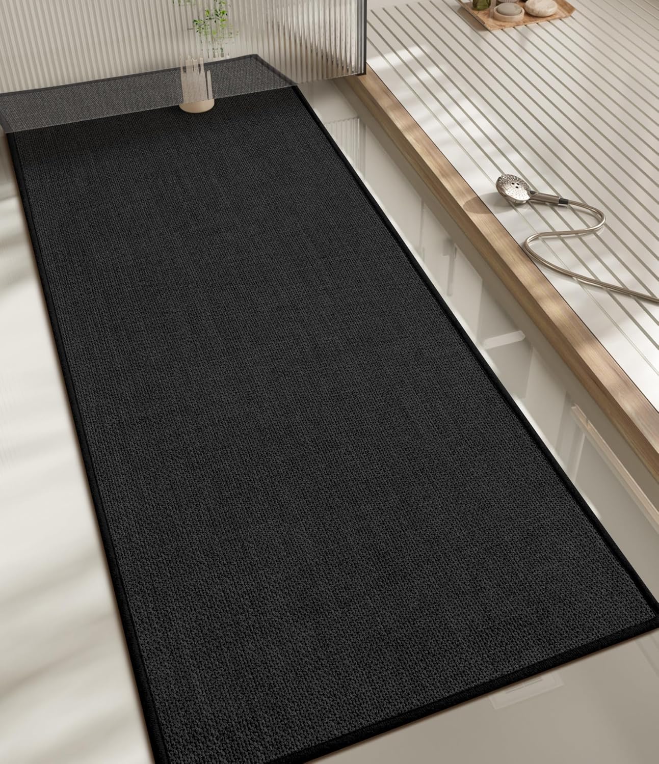 chakme Bathroom Rugs Mat 24x17, Ultra Thin Non Slip Bath Mat Small Quick Dry Absorbent Bath Mat for Bathroom Floor, (Dark Beige, 24"x17")