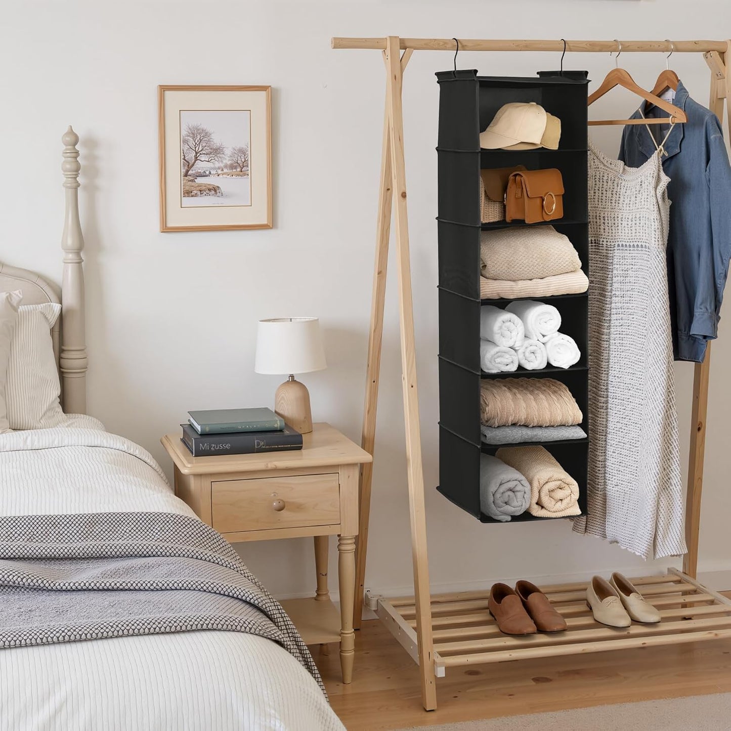 GRANNY SAYS 3-Shelf Hanging Closet Organizer and Storage, Collapsible Hanging Closet Shelves, Hanging Organizer for Closet & RV, Gray, 29 ½" H X 12" W X 12" D, 1-Pack