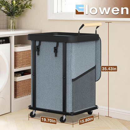 Rolling Laundry Hamper with Wheels, Laundry Hamper 3 Section with Lid, Laundry Basket with Rolling Lockable Wheels and Handle, Laundry Basket Organizer for Laundry Room, Bedroom 230L Black