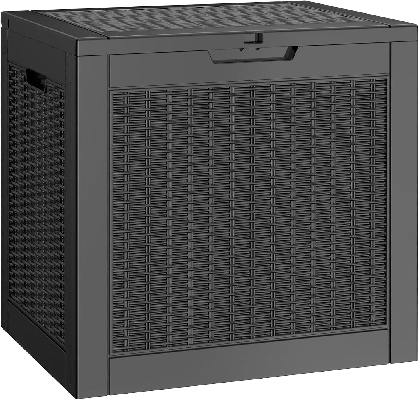 35 Gallon Outdoor Storage Box, Waterproof Resin Deck Box with Lockable Lid – Storage Cabinet for Patio Furniture, Pool Supplies, Garden Tools – Indoor & Outdoor Use