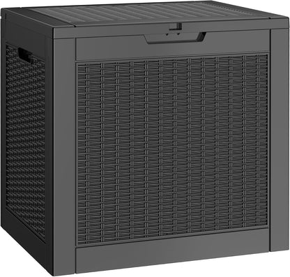 35 Gallon Outdoor Storage Box, Waterproof Resin Deck Box with Lockable Lid – Storage Cabinet for Patio Furniture, Pool Supplies, Garden Tools – Indoor & Outdoor Use