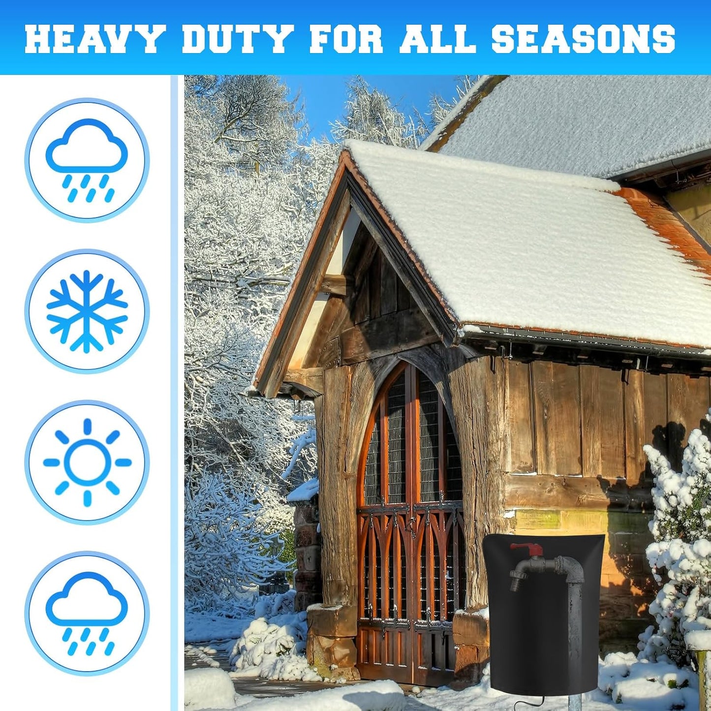 1 Pcs 25.2" L x14 W Electric Heated Outdoor Faucet Cover for Winter Freeze Protection Heating Hose Bib Covers for Winter, Water Pipe Heater for Garden Faucet Insulated Spigot Protector, Black
