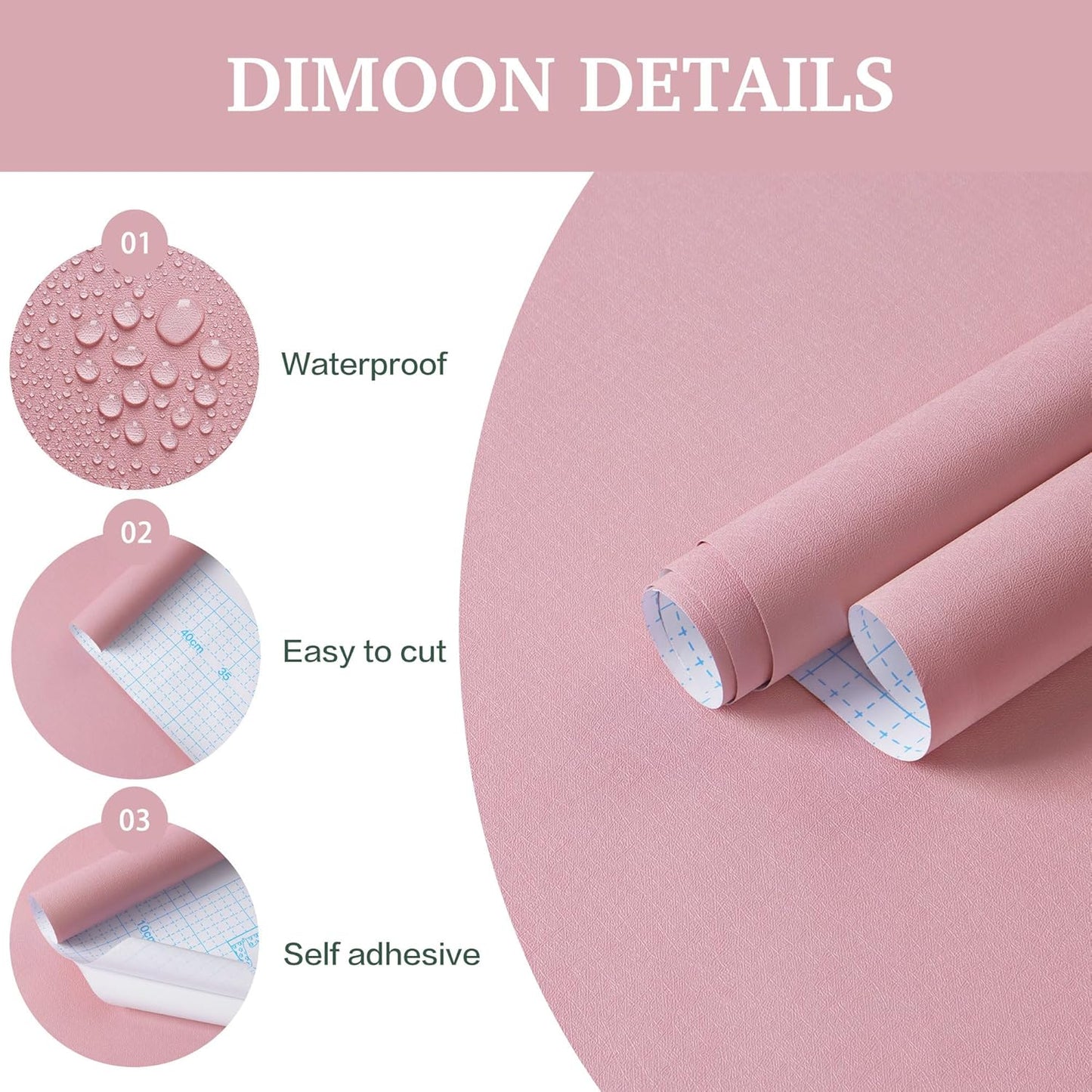 Dimoon 17.7''x118'' Peel and Stick Wallpaper White Contact Paper for New Environmentally Friendly Materials Thickening Upgrade Embossed Renter Friendly Wall Paper Modern Vinyl Wrap Countertop Bedroom