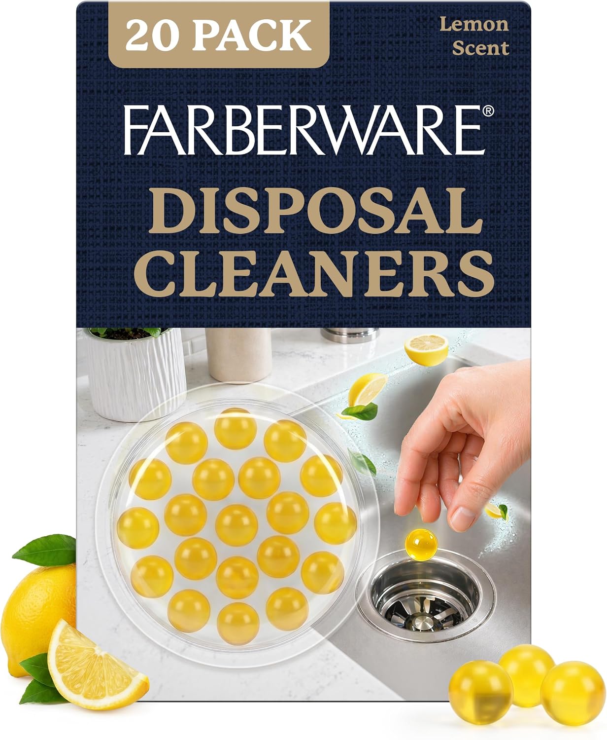 Farberware Garbage Disposal Cleaner Tablets – Disposal Cleaner and Deodorizer for Kitchen Sink Drain, Citrus Garbage Disposal Deodorizer, Sink Disposal Cleaner, 20 Count