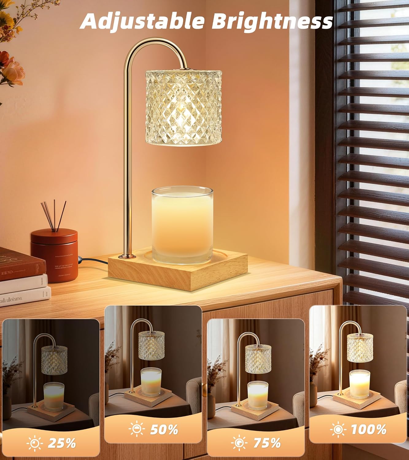 TigQiang Candle Warmer Lamp with Timer Dimmer, Birthday Gifts for Women Mom, House Warming Gifts, Elegant New Home Decor, Wax Warmer for Jar Candles, Heater Lamp for Scented Wax, Clear Glass