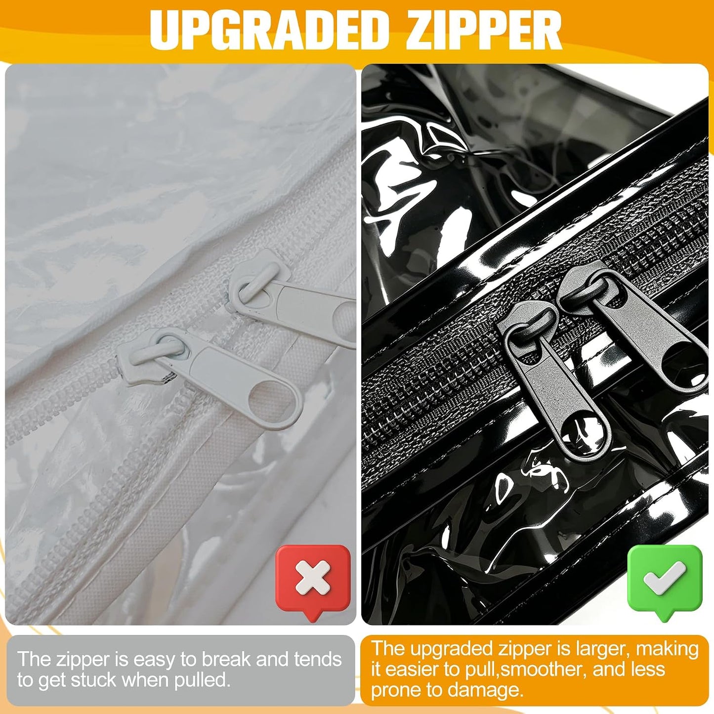 Plastic Storage Bags with Easy-Glide Zipper, Pack of 8, Durable Clear Vinyl Zippered Storage Bags for Clothes Sweaters Comforters Blankets Sheets Bedding (15.7 x 13.8 x 3.9 Inch, White)