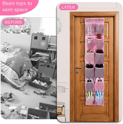 GOMAJI Over the Door 12 Pocket Hanging Shoe Organizer, Gray