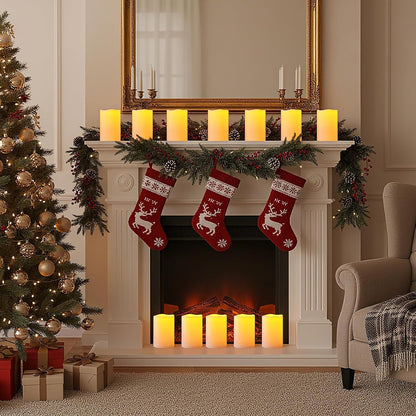 Amagic 3 Pack 4"x 6"8" 10" Outdoor Plastic Electric flameless Candles with Remote Control and Timer, Battery Operated Flickering LED Pillar Fake Candle for Home, Wedding Decor, Ivory