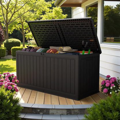 Devoko 30 Gallon Resin Deck Box Waterproof Outdoor Storage Box for Patio Furniture Pool Accessories Indoor Storage for Cushion Garden Tools (30 Gallon, Black)