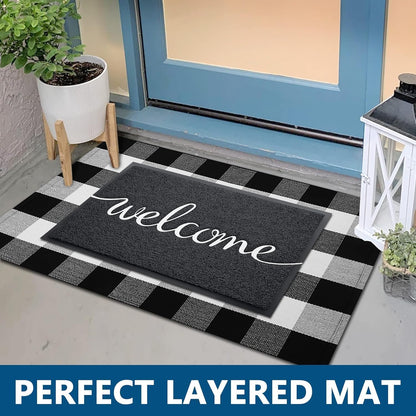 EARTHALL Door Mat Outside Inside Home Doormat, 30"x17.5", Durable Floor Mat Non Slip Mat Ultra Absorb Mud Easy Clean Front Doormat for Garage, Entryway, Patio, High Traffic Areas, Black